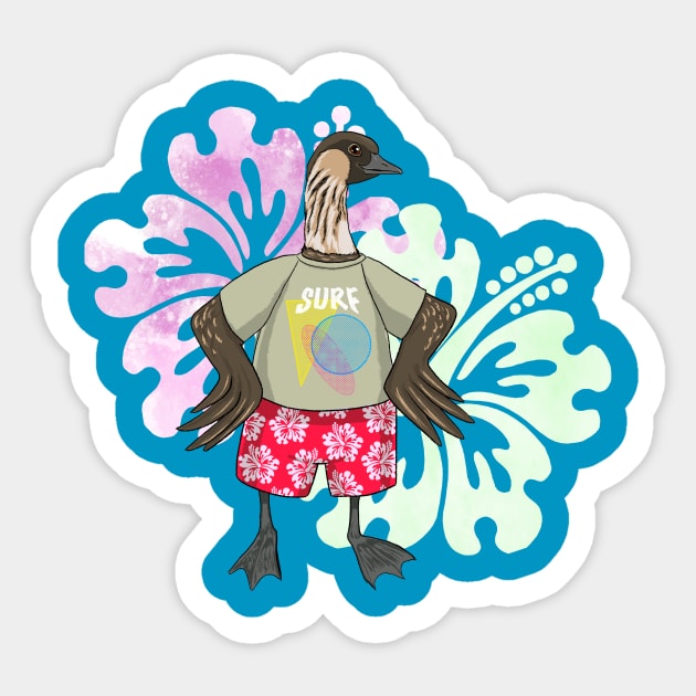 Surf's Up, Nene! Sticker by AmysBirdHouse